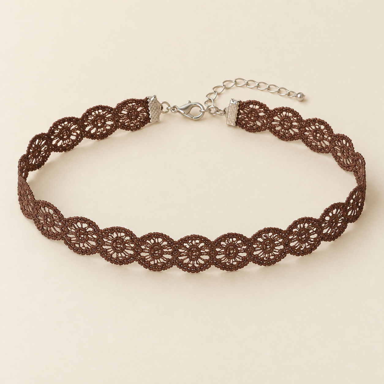 Cocoa Lace, cocoa brown narrow polyester scalloped lace