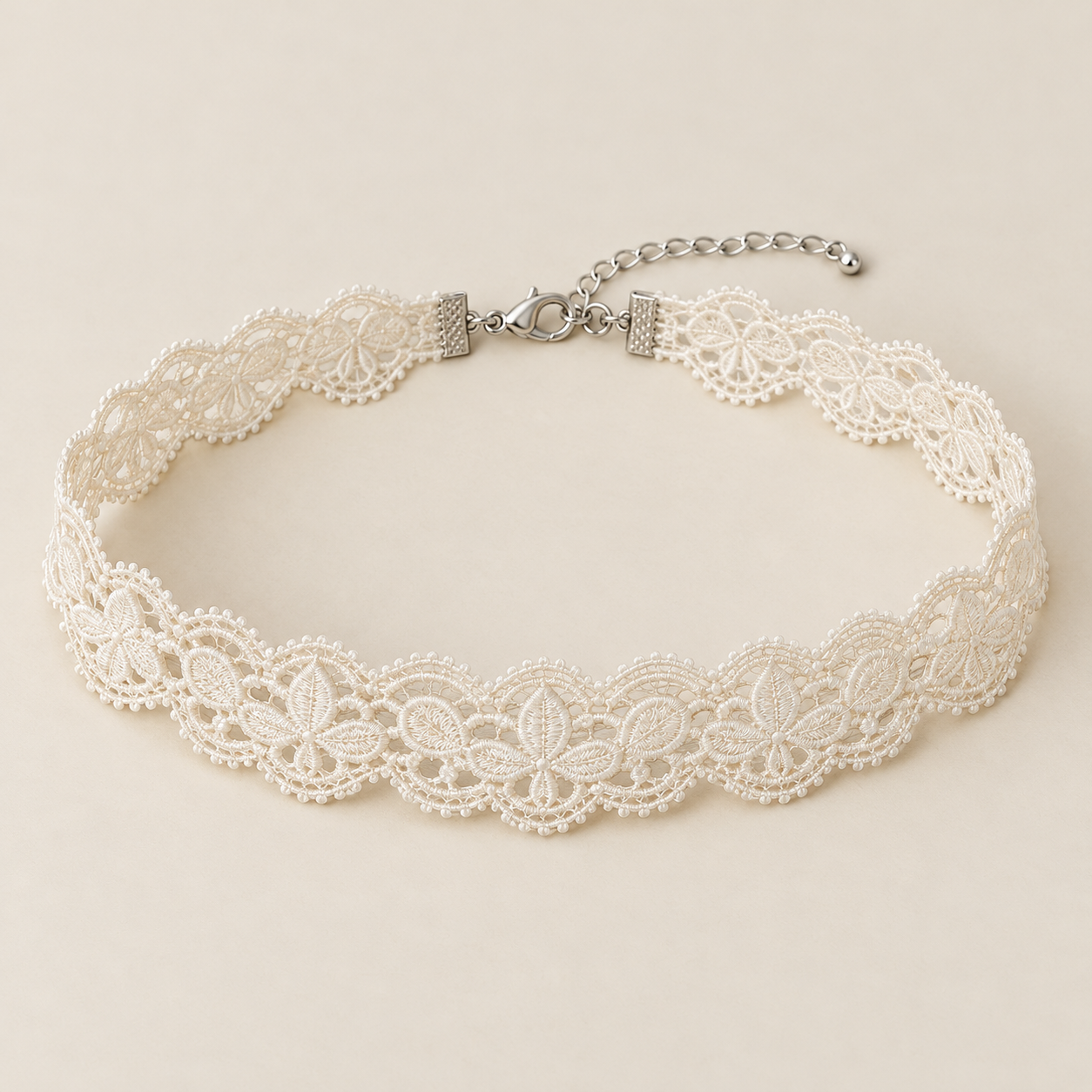 Vanilla Petal, ivory polyester petal lace with scalloped edge